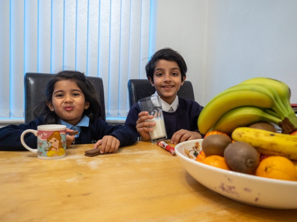 Children Eating Breakfast Before School